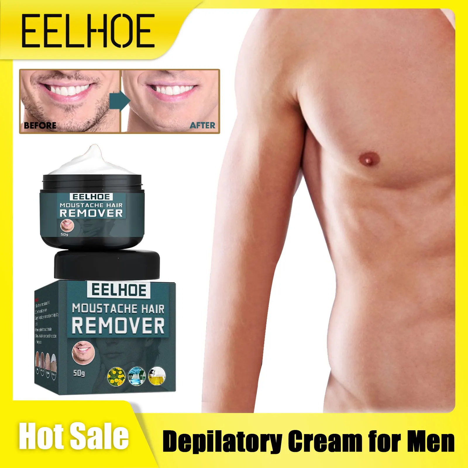 

Chest Hair Removal for Men Painless Remove Beard Legs Hair Gentle Non Irritating Whitening Smooth Armpit Hair Removing Cream