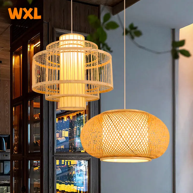 

Винтажная плетеная вручную бамбуковая люстра-фонарик из ротанга в китайском стиле, люстра для гостиной, спальни, столовой, домашнего декора