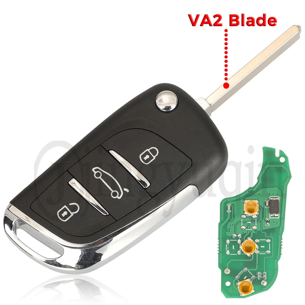 

jingyuqin 3 кнопки для Citroen Ds4 2012 C3 2017 C4 201- подходит для Peugeot 508 Filp дистанционного ключа автомобиля 433 МГц ID46 чип-брелок HU83 VA2 Blade