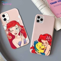 disney cute ariel the mermaid phone case for iphone 11 12 13 mini pro xs max 8 7 6 6s plus x xr solid candy color case