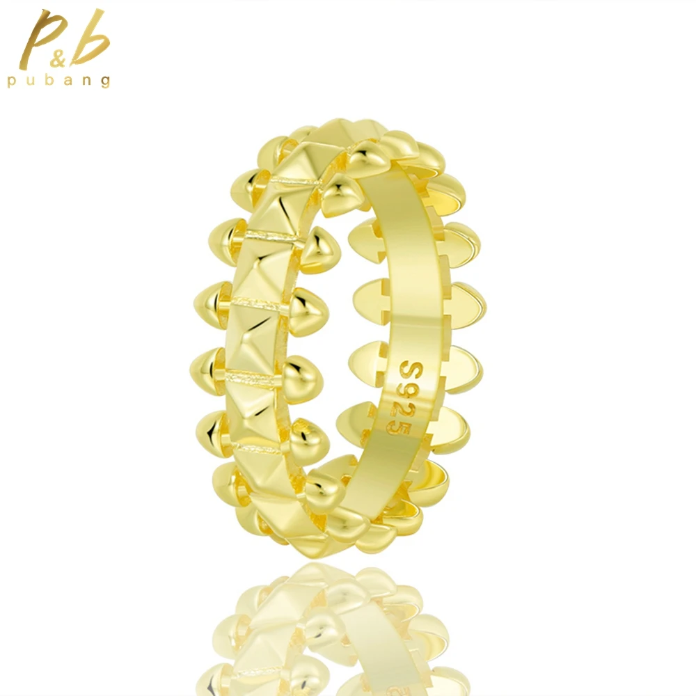 

PuBang Fine Jewelry 18K Gold Plated Diamond Ring Real 925 Sterling Silver for Women Anniversary Wedding Party Gift Drop Shipping