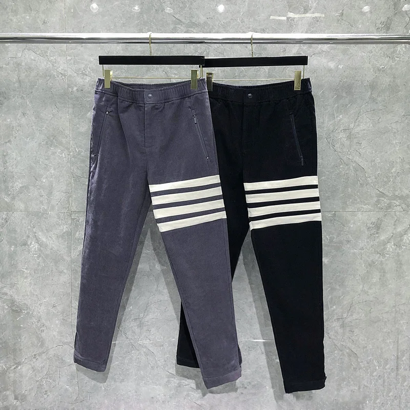 TB THOM Men's Pants 2023 Spring Classic Corduroy 4-Bar Stripes Trousers Korean Fashion Brand Harajuku Casual Sweatpants