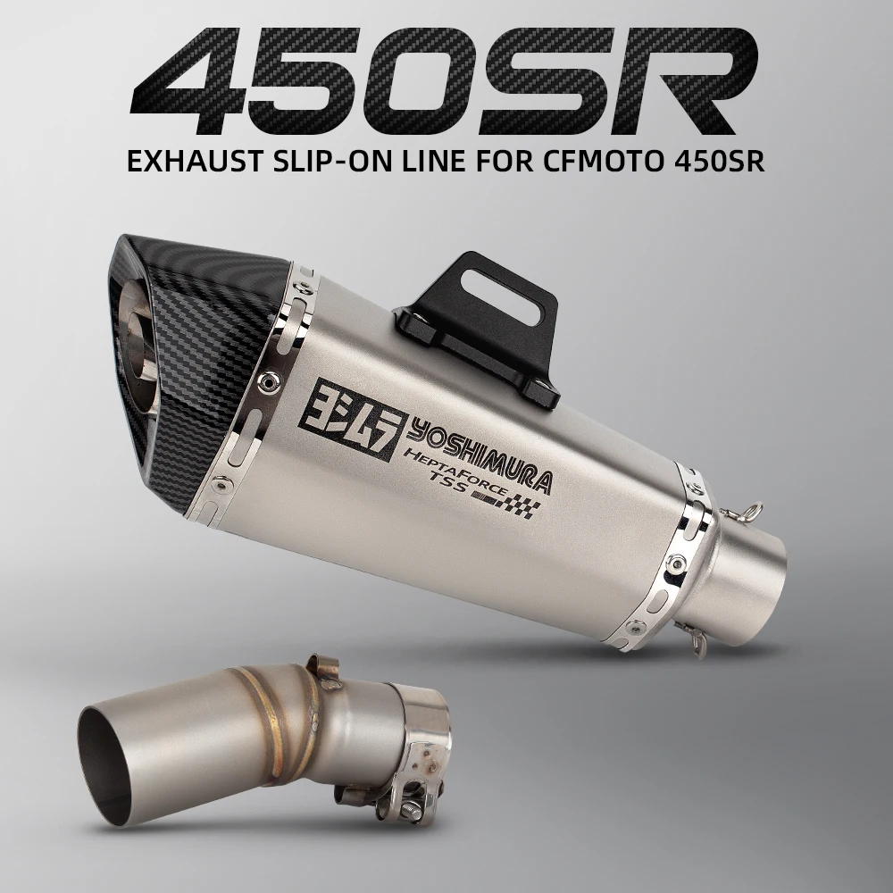 

Выхлопная система для мотоцикла CFMOTO 450SR 450 SR 2022 2023, Модифицированная выхлопная труба из нержавеющей стали со средним хвостом и глушителем