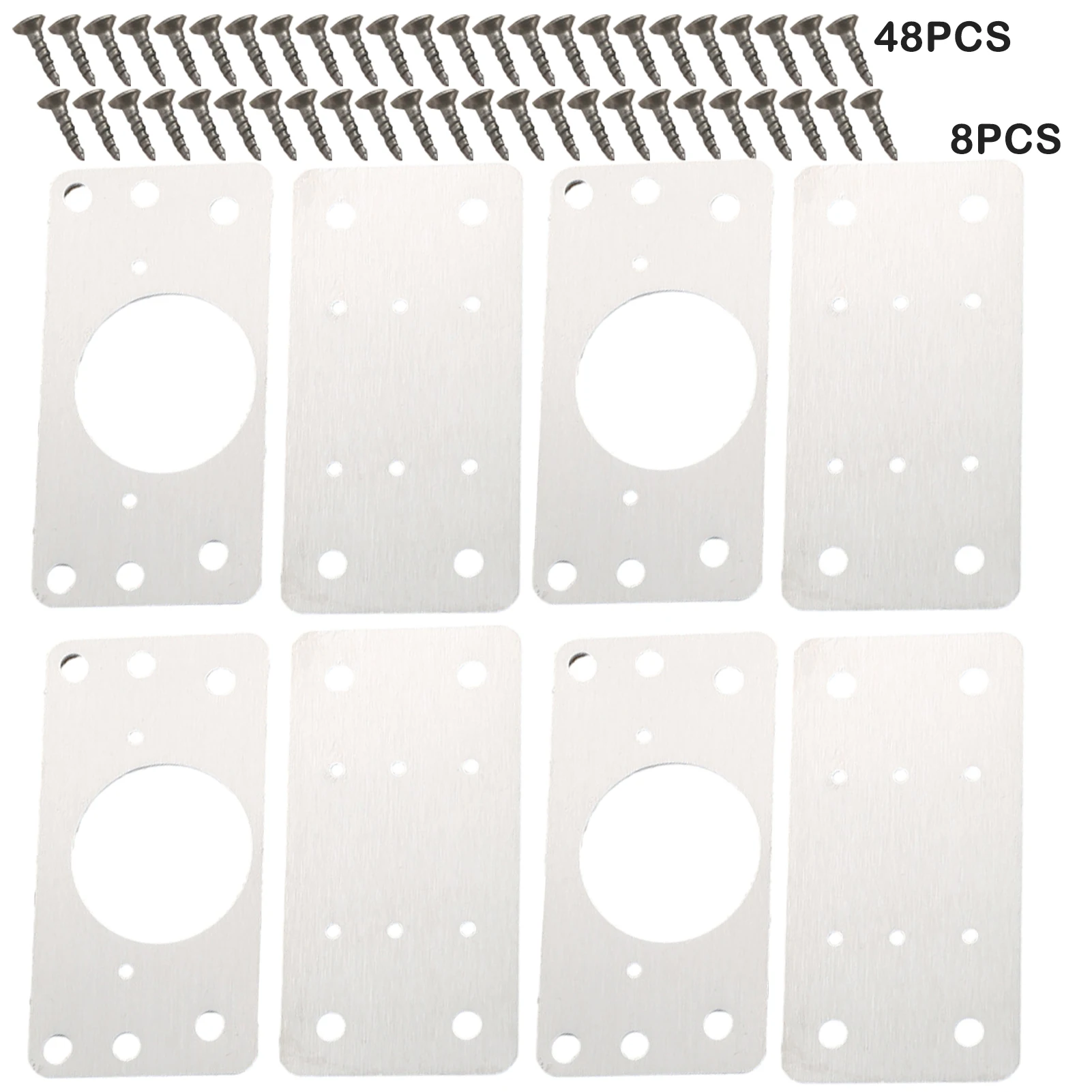 

8pcs Door Cupboard Corner Furniture Easy Install Kitchen With 48 Screws Stainless Steel Hinge Repair Plates Fixing Shelves