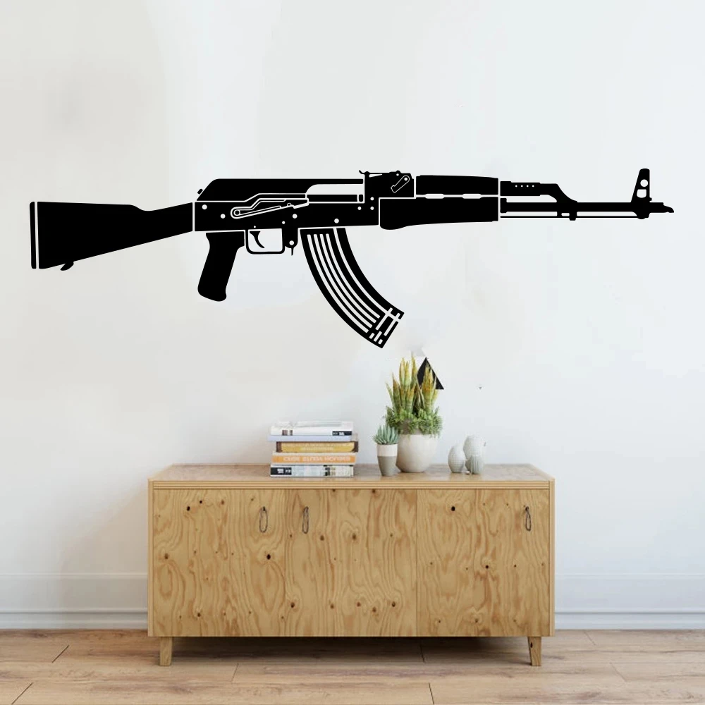 

Large AK47 Gun Army Solider Wall Sticker Boy Room Bedroom Ak47 Rifle Clip Fir Earm Wall Decal Play Room Living Room Vinyl Decor