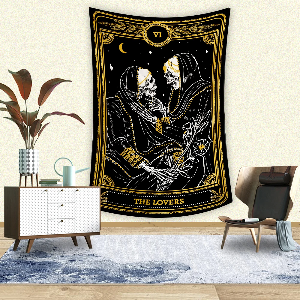 

Skull Decorative Banner Flag Tarot Card tapestry kawaii room decor Posters Boho decor aesthetic room decor Wall Hanging Painting