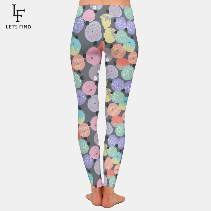 Fashion Women 3d Color Round Print Gray Leggings High Waist Trousers Stretch Pants High Quality Milk Silk  Leggings