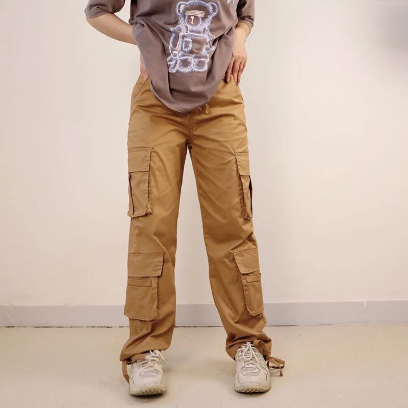 

High Waits Women Cargo Pants Vintage Baggy Jeans Fashion Pockets Wide Leg 90s Female Denim Straight Trousers Harajuku Overalls