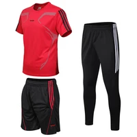 3 pcs set mens workout sports suit gym fitness compression clothes running jogging sport wear exercise rashguard men