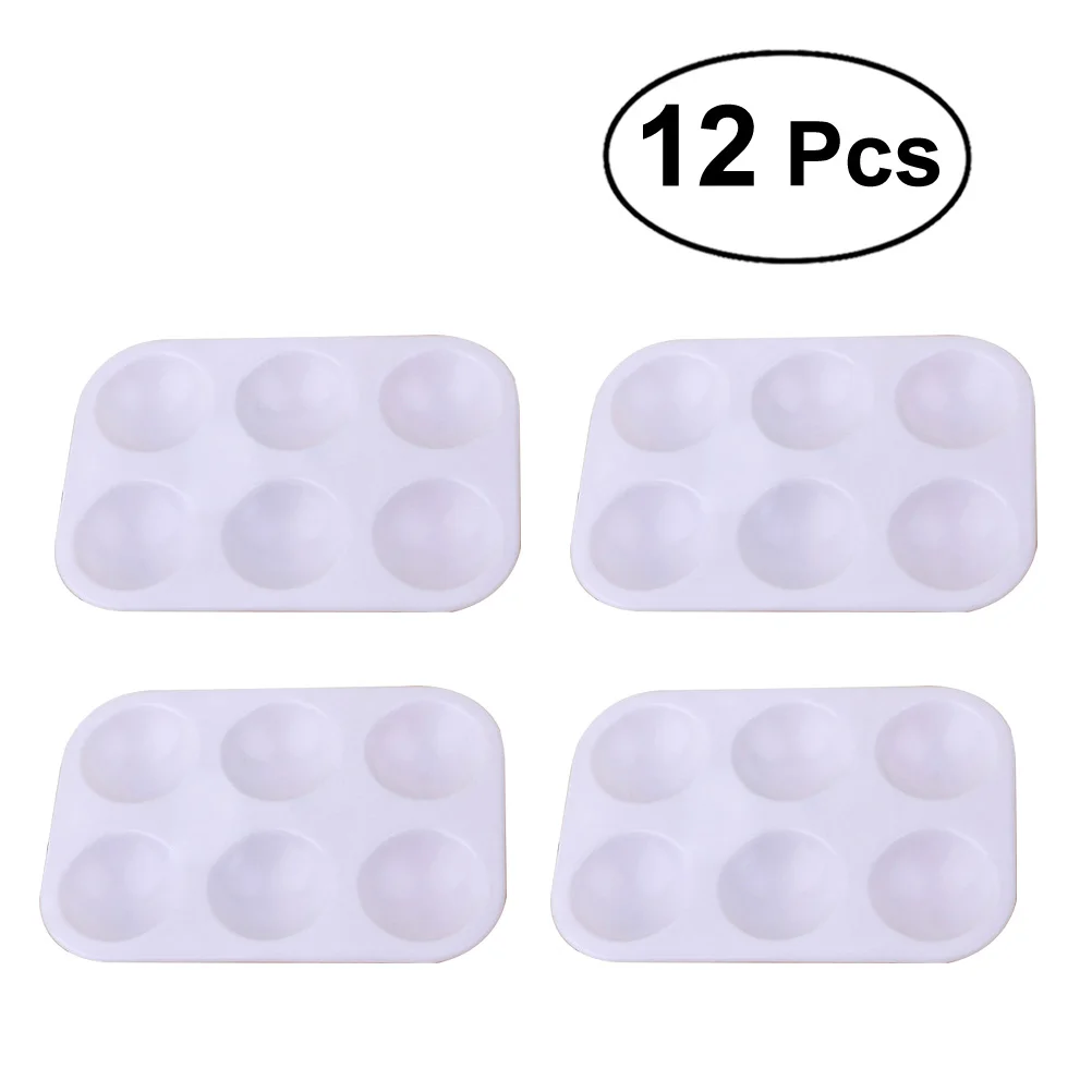 

12pcs Creative Plastic Square Six Hole Watercolor Water Mixing Trays (White)