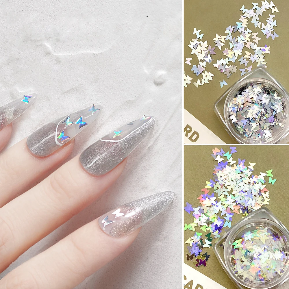 

1Bag Laser Symphony Butterfly Nail Art Glitter Holographic Reflective Effect Sequins Ultra-thin Sparkly DIY Manicure Flakes CE-4