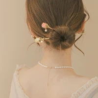 2022 new chinese rose eternal flower hairpin modern temperament pan hair hairpin for women ya pan hair headdress jewelry gift