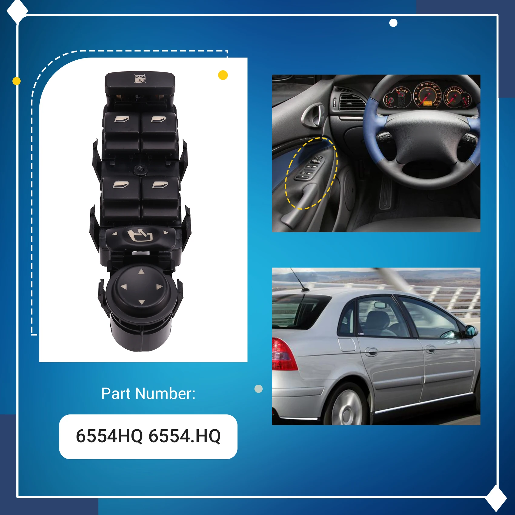 6554.HQ для Peugeot 807 Citroen C5 C8 2001-2007 левый главный переключатель стеклоподъемника