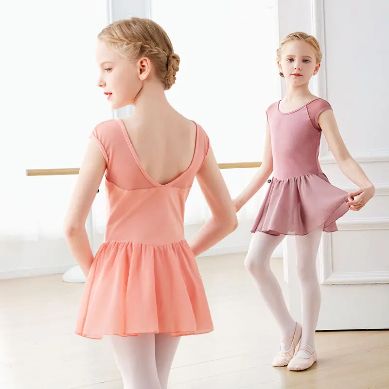 Girls Ballet Dress Chiffon Dress Dance Leotard Dress Sleeveless Cotton Splice Dance Dress For Girls