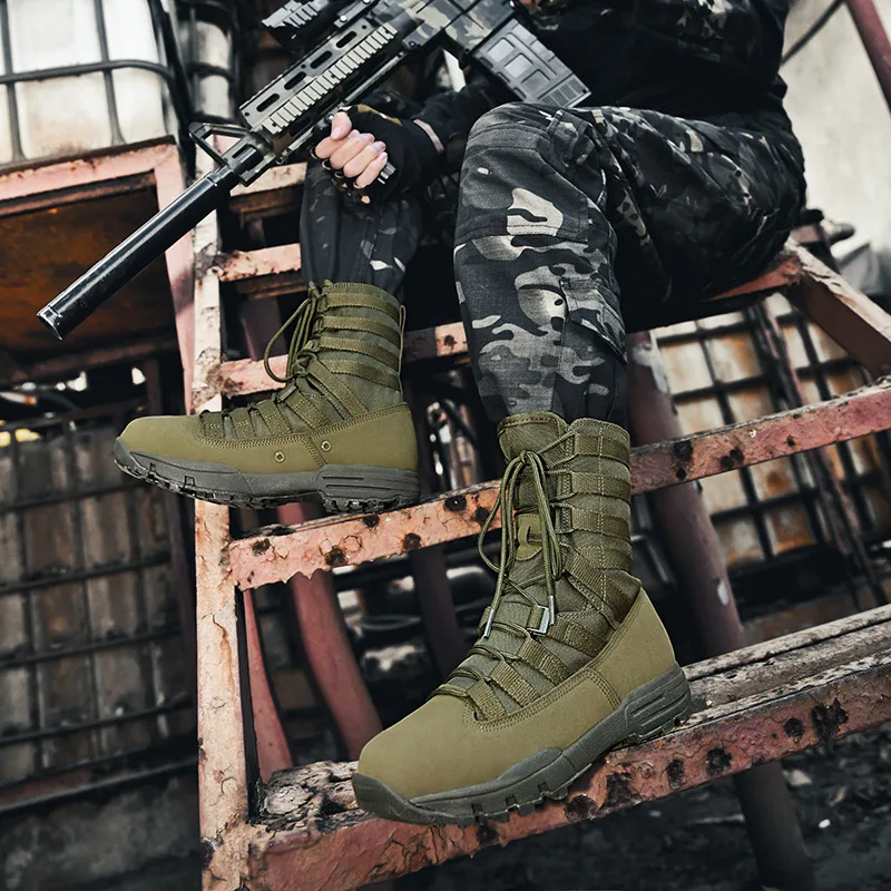 2023 New Winter Army Green Tactical Boots Military Men Lace Up Comfortable Hiking Boots Man Outdoor Non-slip Trekking Shoe Male
