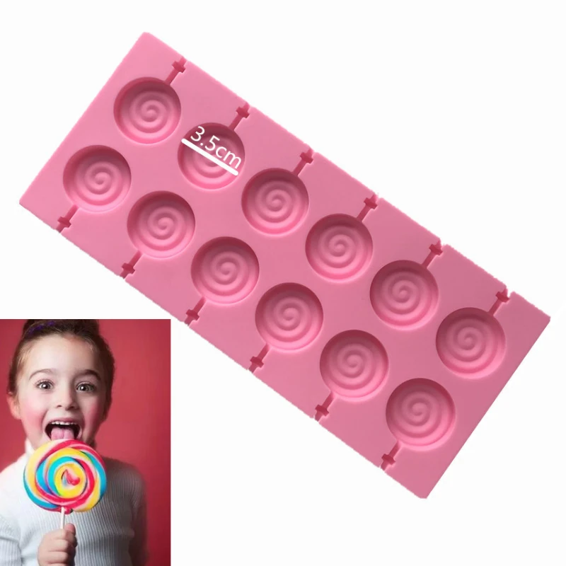 

12-Cavity Round Silicone Lollipop Candy Mold Homemade Kids Cake Chocolate Cookies Mould DIY Baking Pastry Decorating Tools