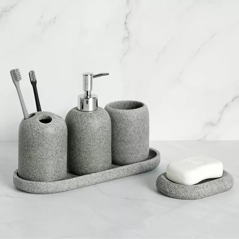 

NEW2023 Bathroom accessories Soap Dispenser Sand Toothbrush Holder Tumbler Tray Soap Dish Decoratio Mouthwash Cup