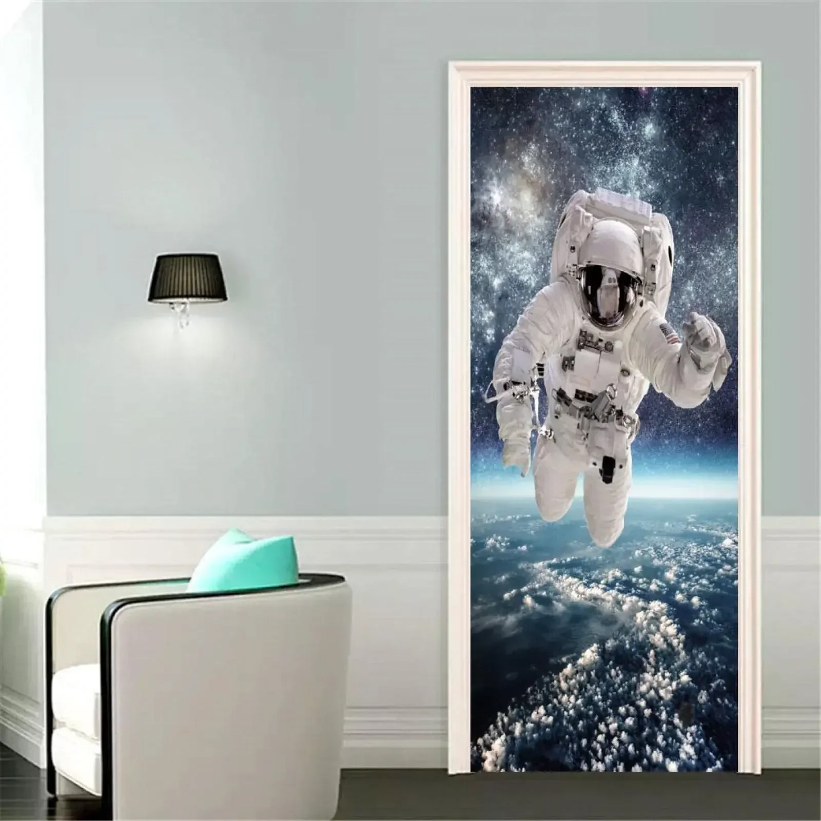 Наклейки на дверь в виде астронавта обои загадочная Вселенная внешнее