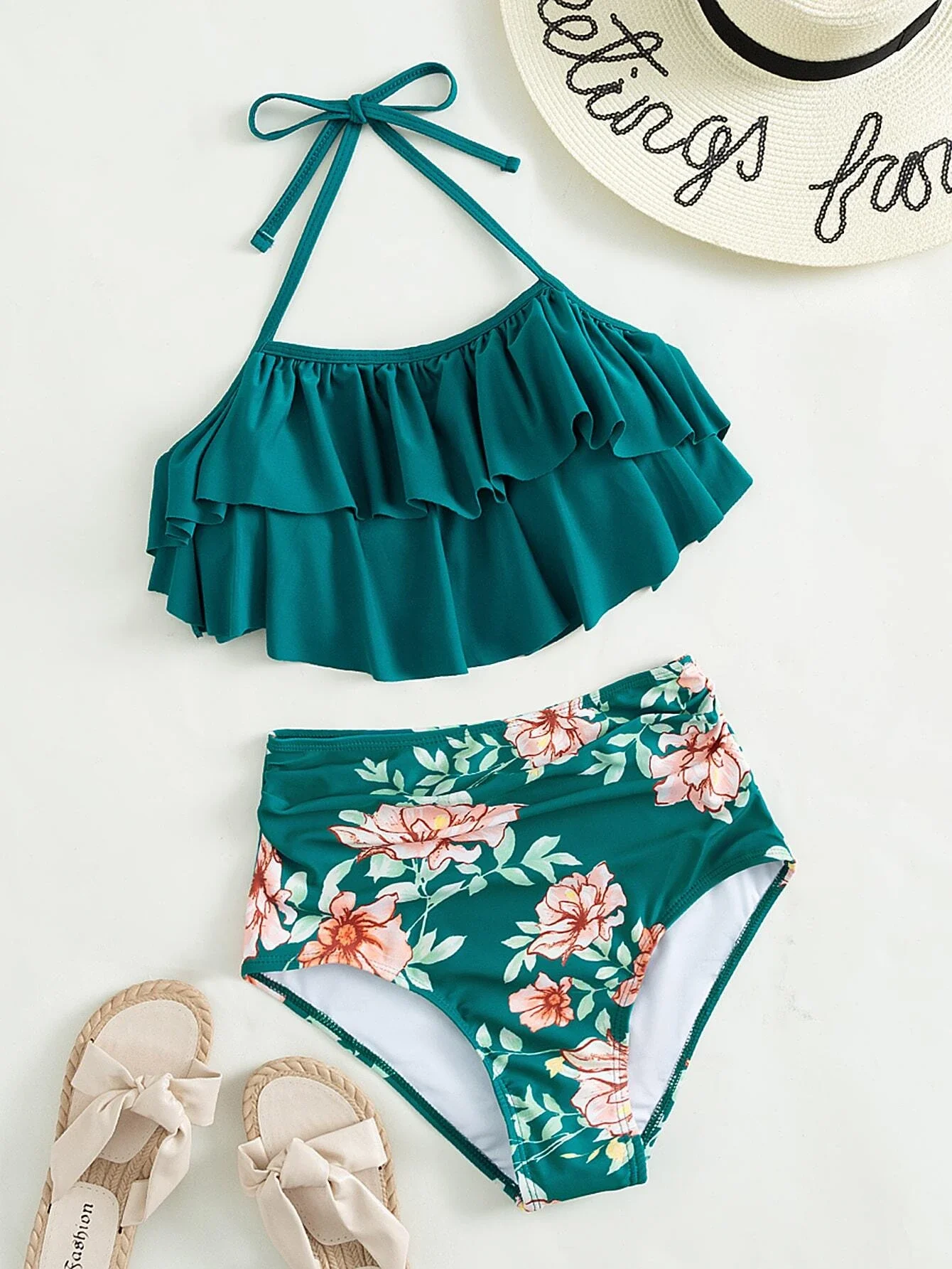 

Floral Print Tiered Layer Bikini Swimsuit