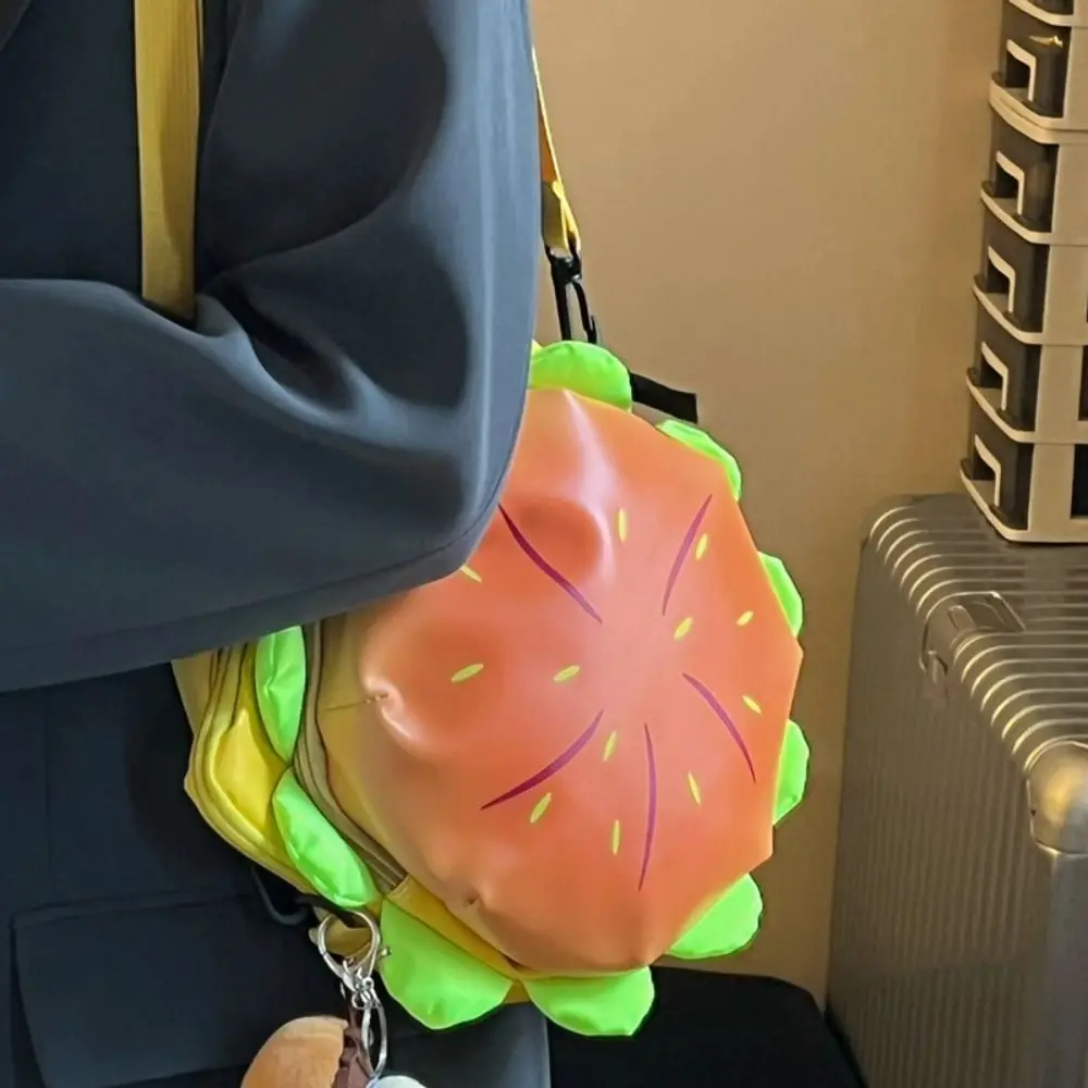 

Large Capacity Hamburger PU Backpack Cute Shoulder Bag Cartoon Korean Style School Bag Travel