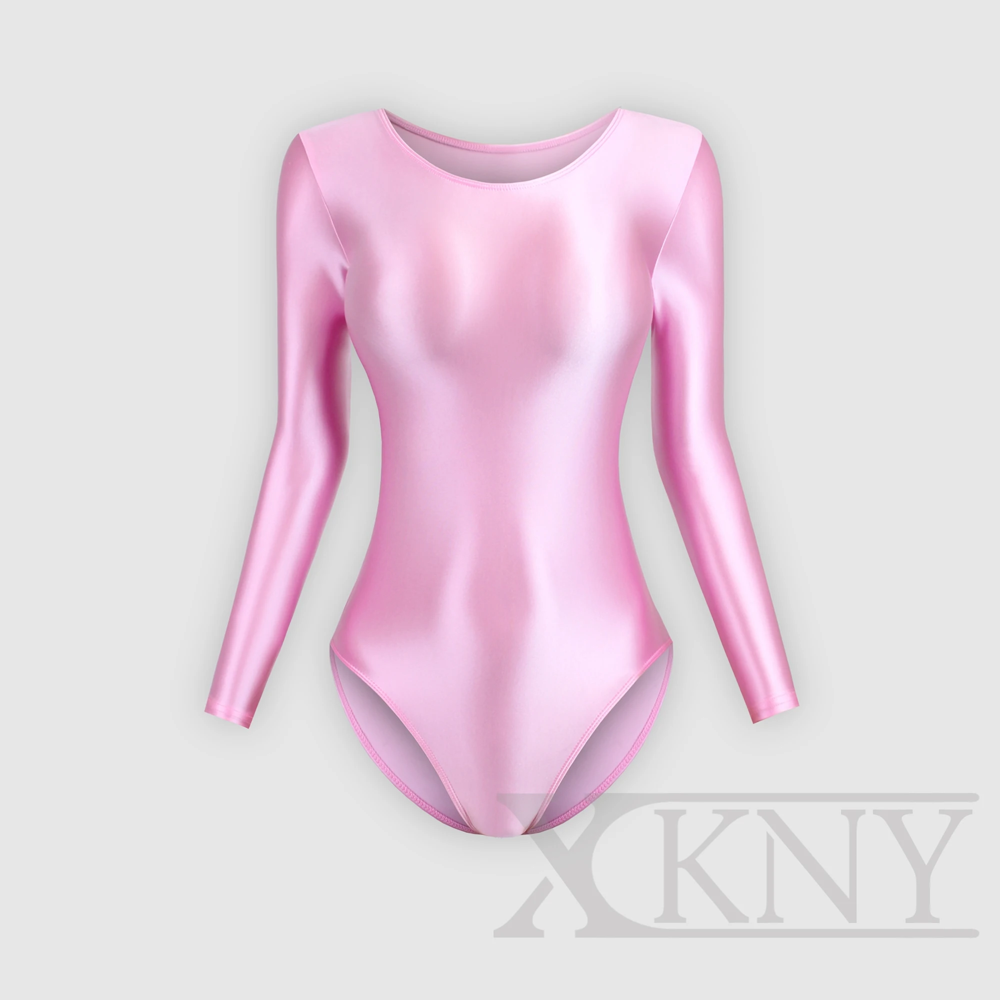 

XCKNY One piece sexy tights oil glossy slip smooth high fork long sleeve swimsuit Yoga sportswear solid color BODYSUIT