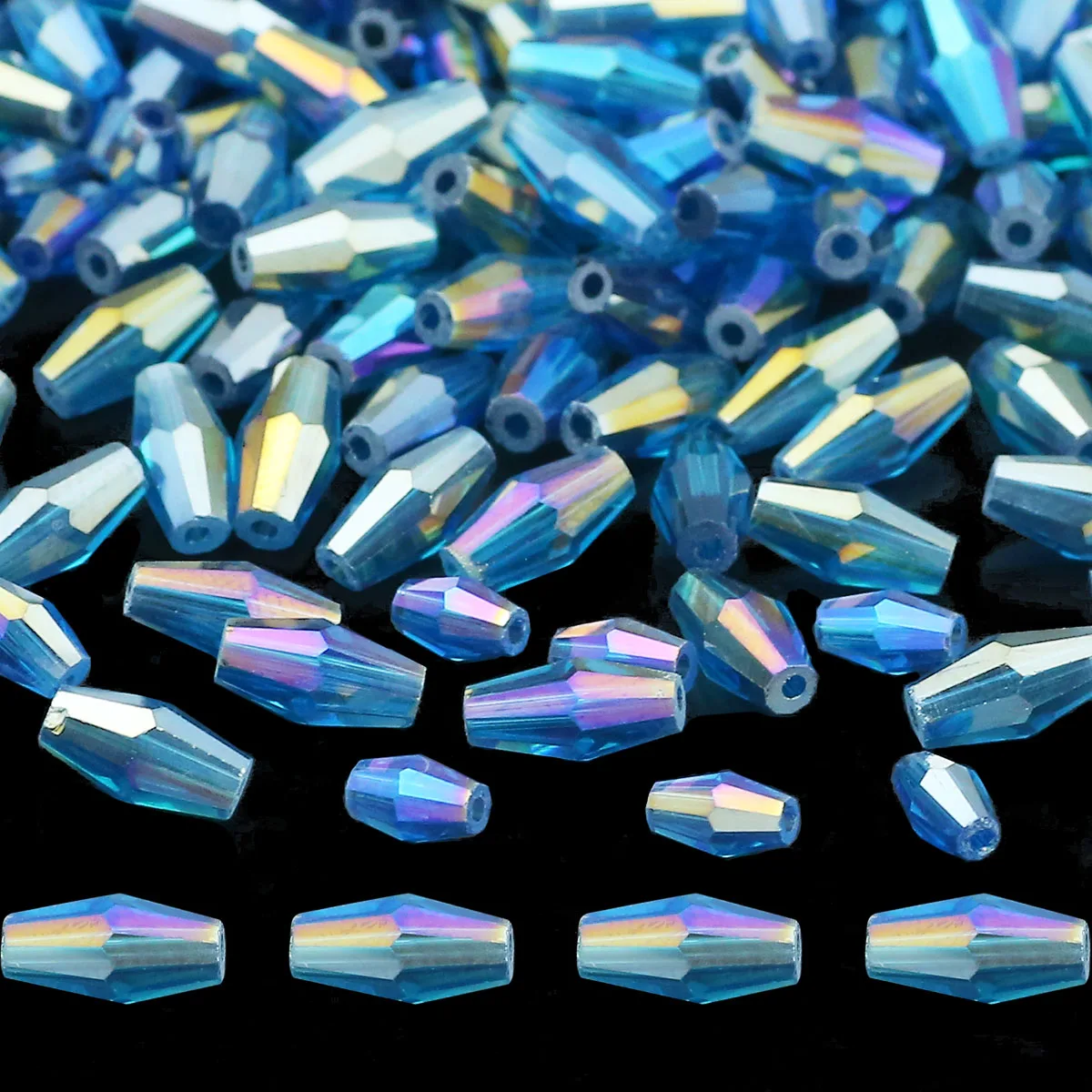 6/8 мм австрийский кристалл длинный биконус граненый павлин синий AB цвет