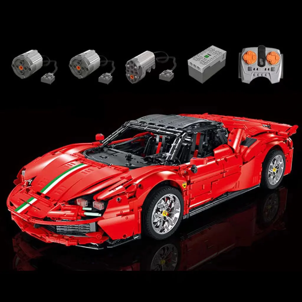 

Суперспортивный автомобиль Mork RC с ферраритом SF90, модель строительных блоков, строительные блоки, креативная быстрая скорость, автомобиль, и...