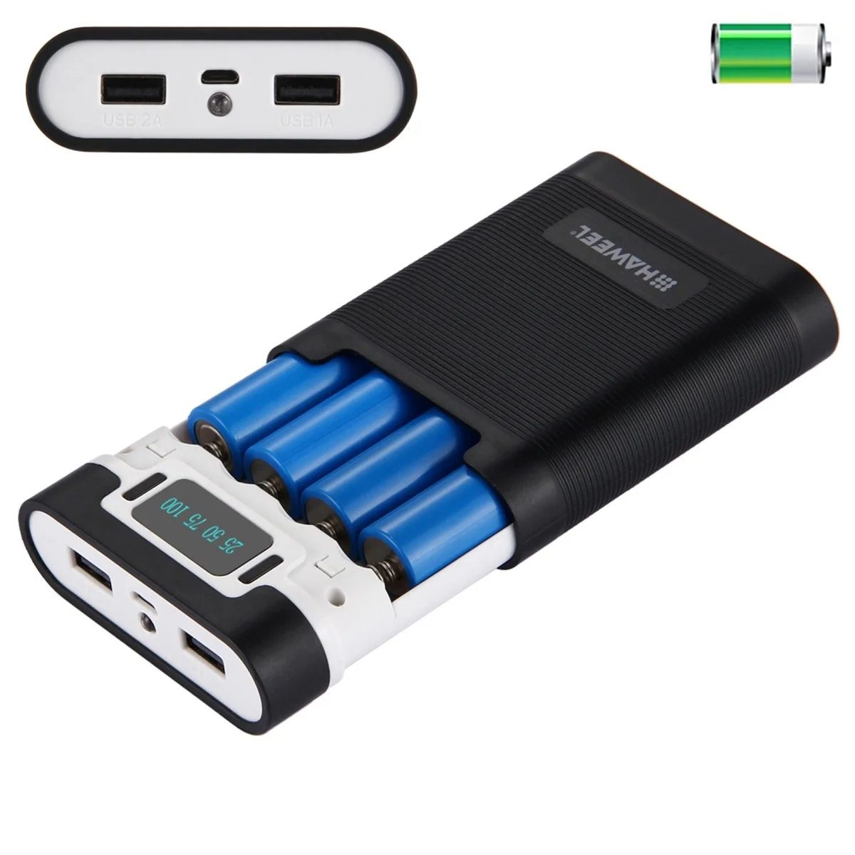 Фото Аккумулятор HAWEEL DIY 4X 18650 (не входит в комплект) Power Bank емкостью 10000 мАч с 2 USB-выходами и дисплеем для смартфонов-A №4