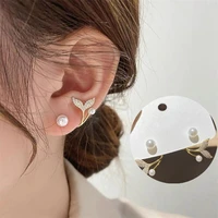pearl stud earrings for women eardrop wedding jewelry korean fashion crystal earring bridal elegant jewelry pearl earrings