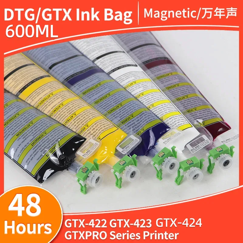 Фото Чернила DTG GTX в пакетах по 600 мл с чипом, текстильные пигментные чернила для принтеров Brother GTX-422, GTX-423, GTX-424, серии GTXPRO №1