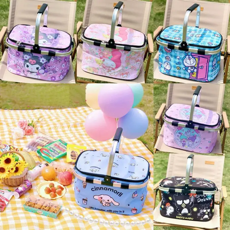 

Kawaii s Cinnamoroll Pp корзина для пикника пищевого класса аниме Дораэмон туристический складной портативный контейнер для хранения