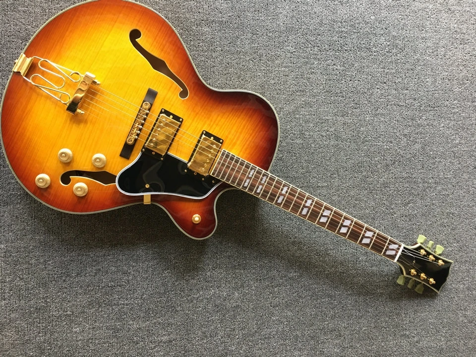 

High Quality Classic ES Style 175 Fat Hollow Jazz Electric Guitar with flamed maple front and back jazz gfuitar