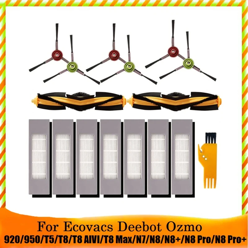 

16Pcs For Ecovacs Deebot OZMO 920 950 T5 T8 T9 Series Robot Vacuum Cleaner Main Side Brush HEPA Filter Accessories Kit