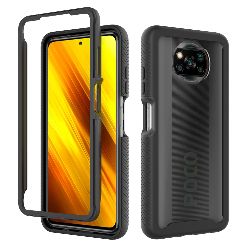 Hybrid Rugged Armor PC + TPU Shockproof Case For Poco X3 NFC X3 Pro Soft Frame Clear Back Cover For Mi Note 10 Lite 9T 10T Pro