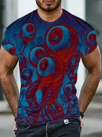 mens fashion short sleeved t shirt with personalized pattern 3d digital printing t shirt casual slim top