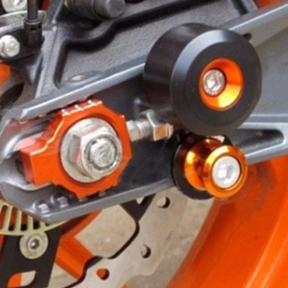 

Orange CNC For Duke 390 2013 2014 2015 2016 Duke 125 200 RC125 RC200 RC390 Motorcycle Rear Axle Block Chain Adjuster Blockers