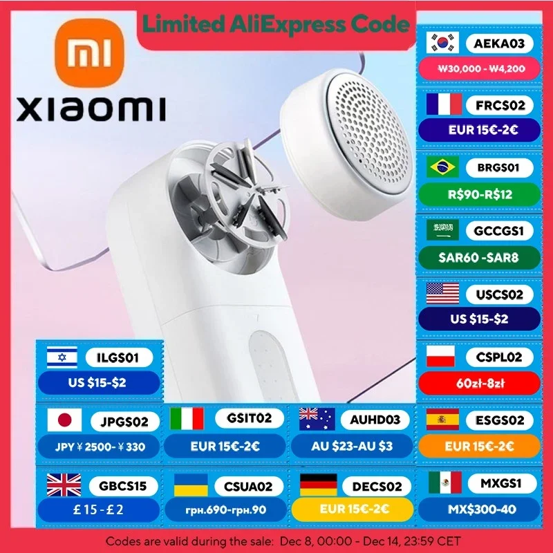מסיר פלטות XIAOMI MIJIA, פלטה נטענת באמצעות USB להסרת פלטות מהבגדים, להב עלים עם חיי סוללה של 180 דקות, מסיר פלטות נפילה