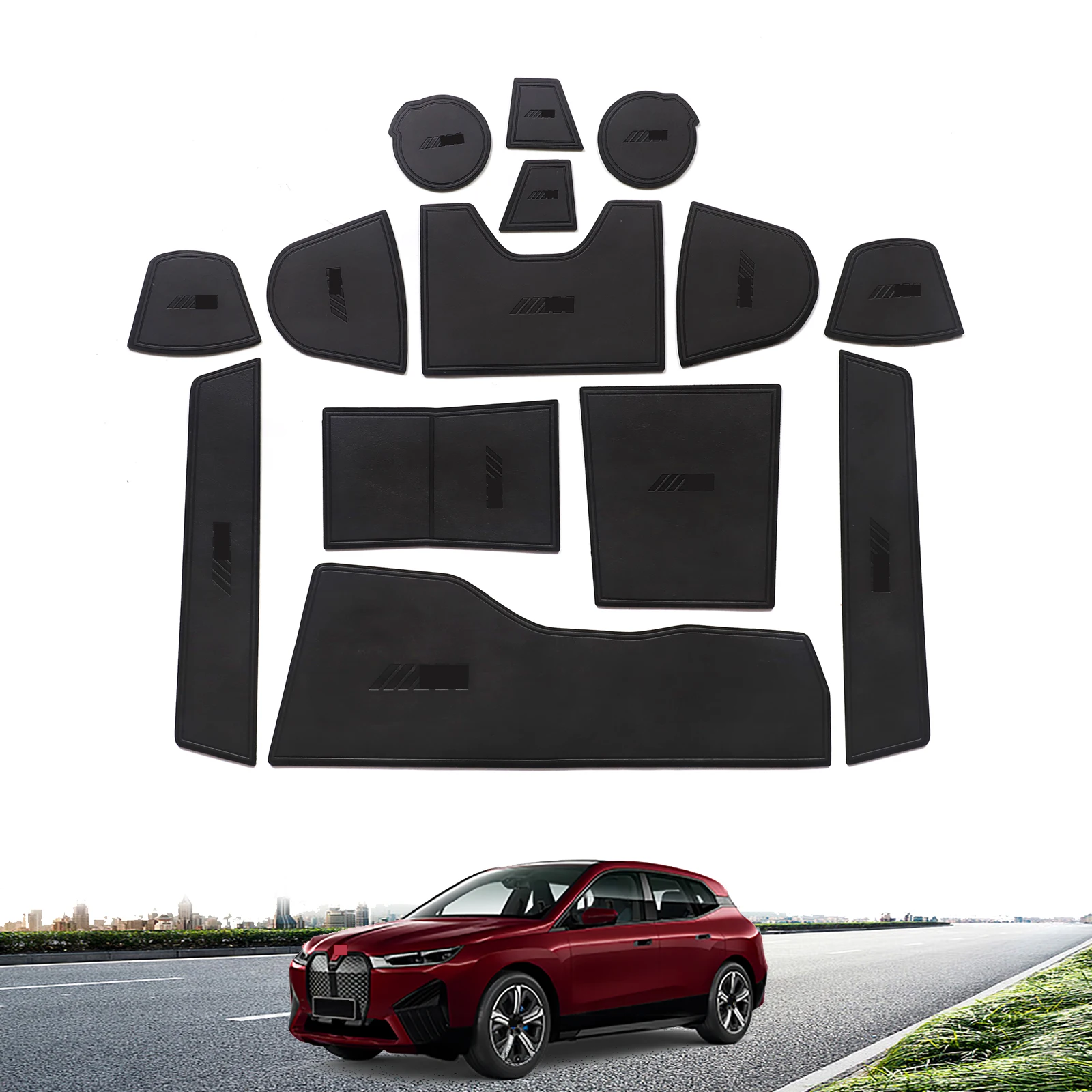

Кожаный коврик с отделением для ворот для BMW IX, коврик с пазом для ворот, подставка для чашки, аксессуары для поддержания порядка