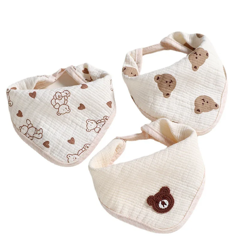 

Little Bear Muslin Cotton Gauze Triangle Baby Towel Bibs for Newborn Soft Smock