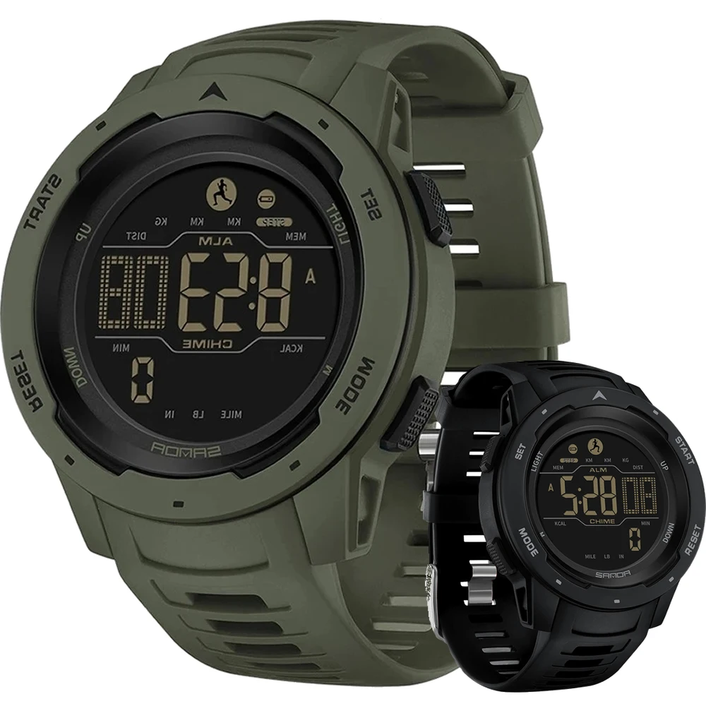 

Men Watches Sports Waterproof LED Digital Watch Military Wristwatch Pedometer Calories 50M Relogio Masculino 2145