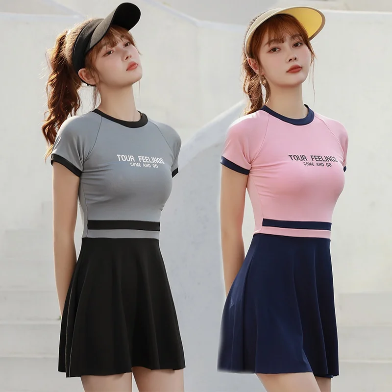 

Honeymoon Swimwear Sports Leisure One-Piece Swimsuit Covering Meat Holiday Hot Spring Ladies beachwear
