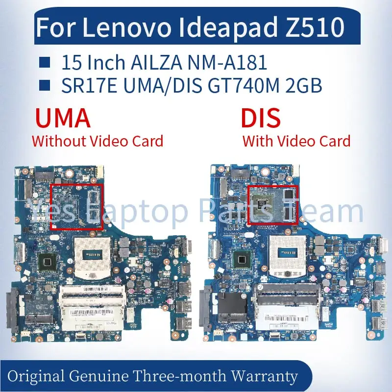 Материнская плата для ноутбука Lenovo Ideapad Z510, 15 дюймов, 90004479 дюйма, 90004476 дюйма, 2 Гб, SR17E, материнская плата для ноутбука