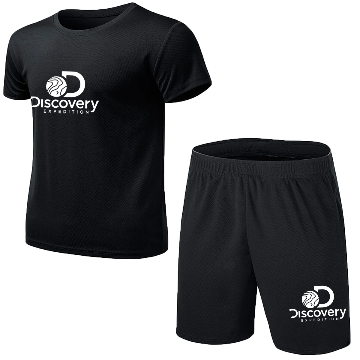 Discovery summer hot sale Short sleeve men's suit men's T-shirt short sleeve + shorts Breathable print 2-piece beach jogging set