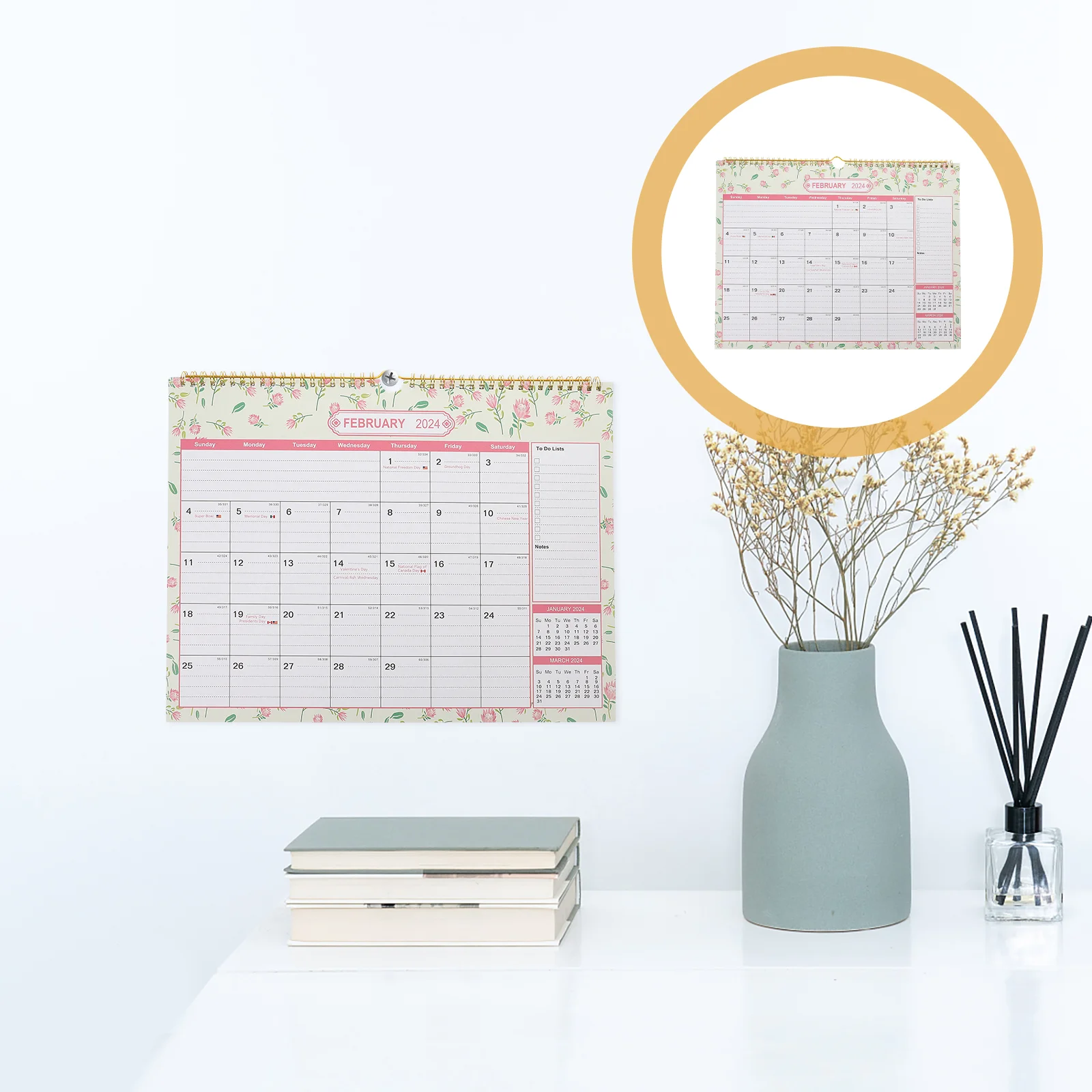 

Desk Calendar 2024 Wall Room Daily Use Appointment Erasable 2025 Monthly Home Hanging Paper Small Countdown Dating