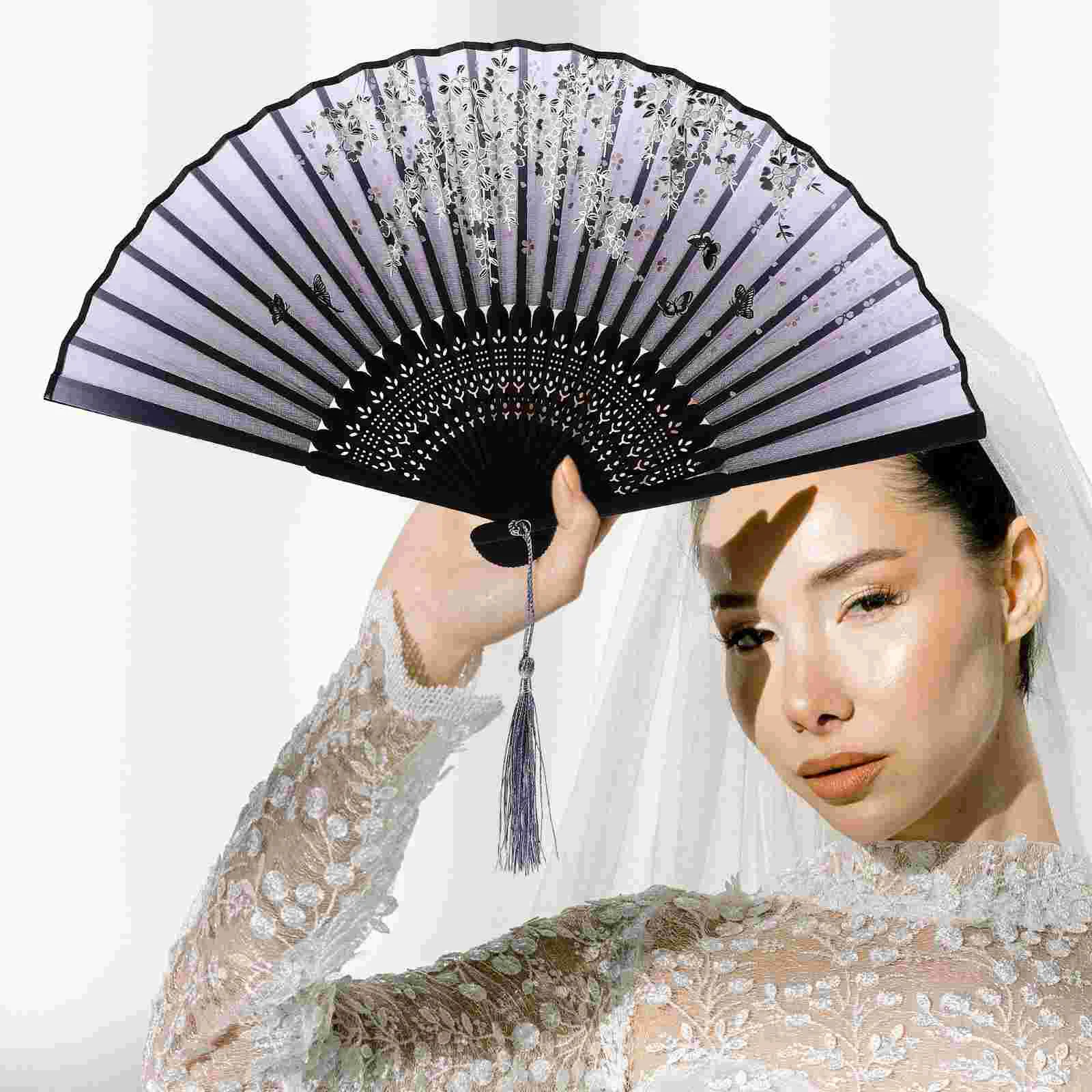 

Fan Hand Fans Folding Chinese Floral Vintage Wooden Wall Oriental Traditional Foldable Orient Bamboo Handheld Retro Ancient