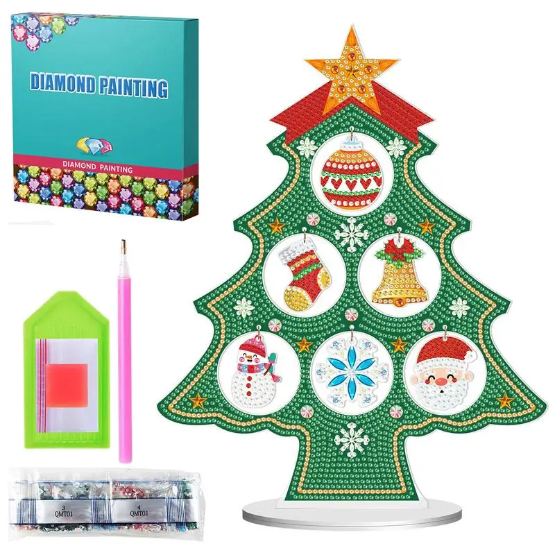 

5D Rhinestones Painting Christmas Tree 5D Full Drill Crystal Drawing Kit Handmade Art Christmas Acrylic Table Decoration