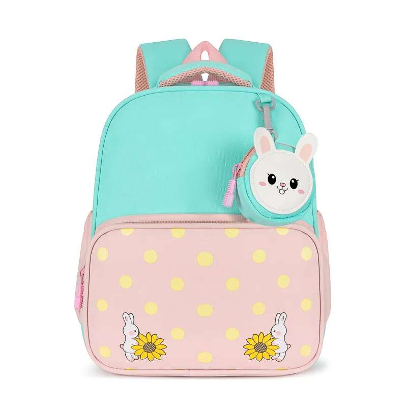 Kids Schoolbag Cartoon Lovely Bear Rabbit Backpack for Kindergarten Boys and Girls Waterproof Light Backpacks Large Capacity