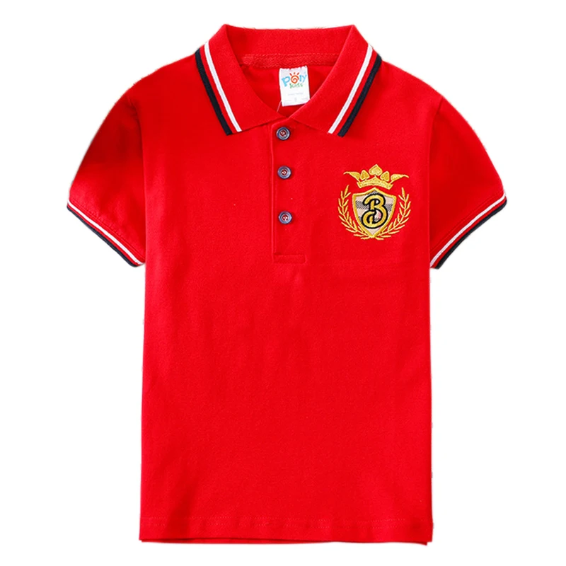 Boys New T-shirt Summer Stripe Turn-down Collar T shirt Girls cotton Clothes Short sleeve Tees Kids Quality Children's Clothing