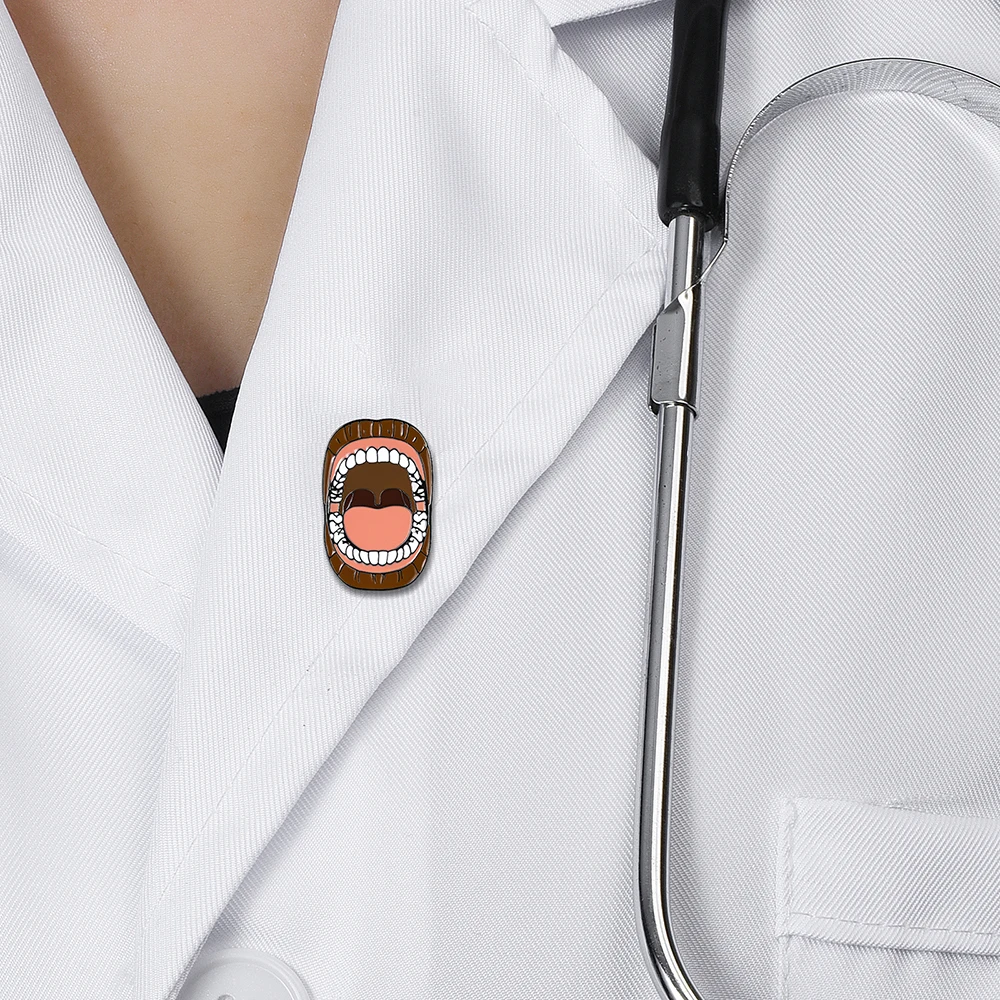 Hanreshe забавная эмалированная булавка для полости рта медицинская брошь зубов