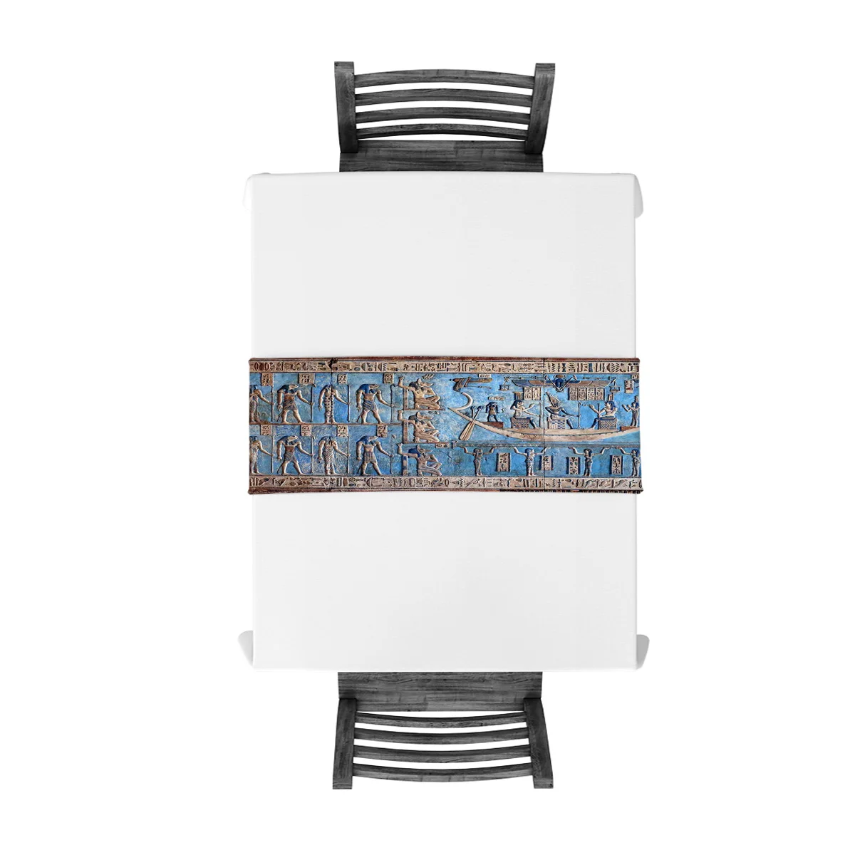 Настольная дорожка в виде древнего египетского храма с иероглифскими ребрами